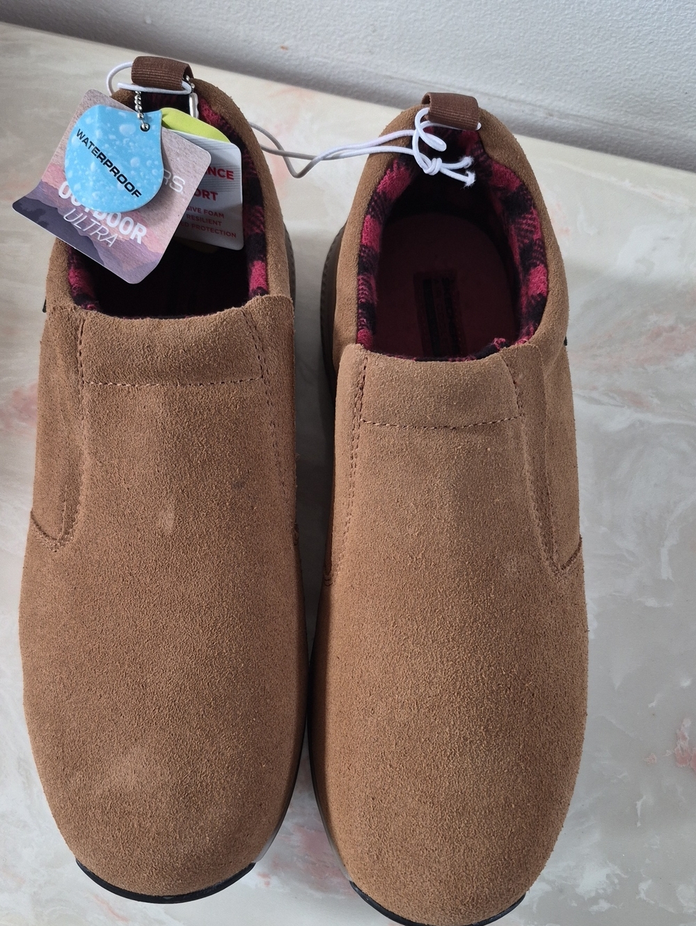 Kids Slip-On Waterproof Suede-Look Slippers - Brown